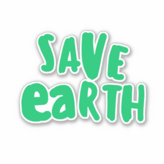 Pegatina Save Earth day Typography, Eco Environmental 