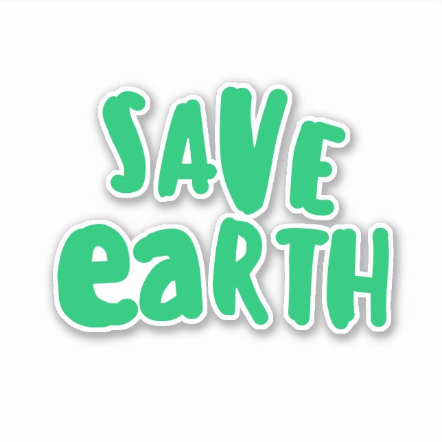 Pegatina Save Earth day Typography, Eco Environmental  (Anverso)
