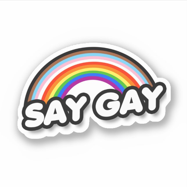 Pegatina Say Gay - Inclusive Rainbow (Anverso)