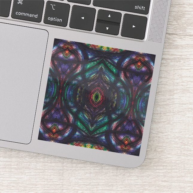 Pegatina Schism Abstract Dark Rainbow Black Watercolor Art (Detalle)