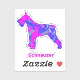 Pegatina Schnauzer Dog Silhouette Crazy Hot Pink Square Sti