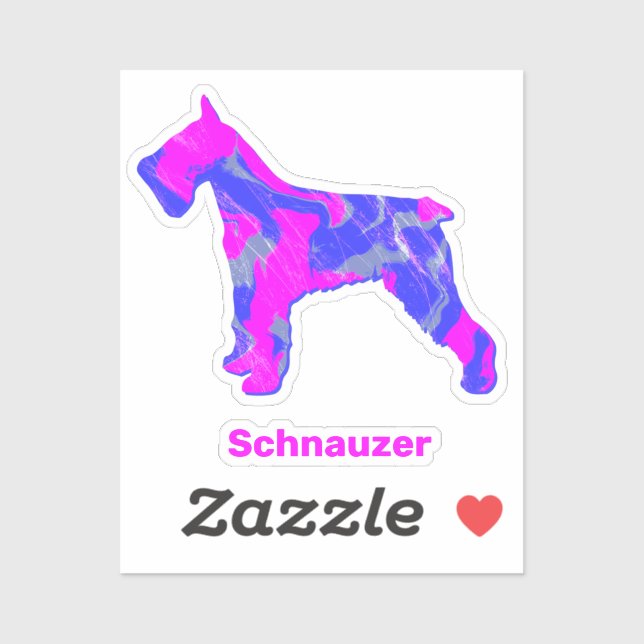 Pegatina Schnauzer Dog Silhouette Crazy Hot Pink Square Sti (Hoja)
