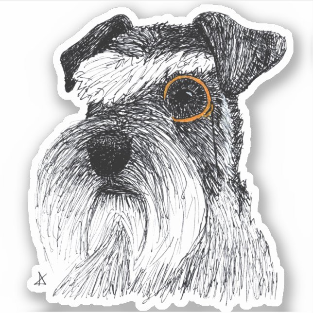 Pegatina schnauzer monocle (Anverso)