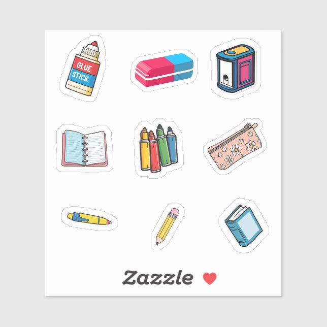 Pegatina School Supplies Sticker Pack - Cartoon Illustratio (Hoja)