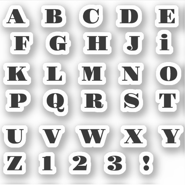 Pegatina Schwarzes Buchstaben Alphabet (Anverso)