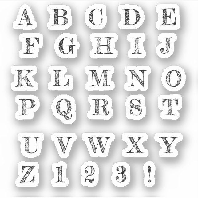 Pegatina Schwarzes Buchstaben Alphabet Aufkleber (Anverso)