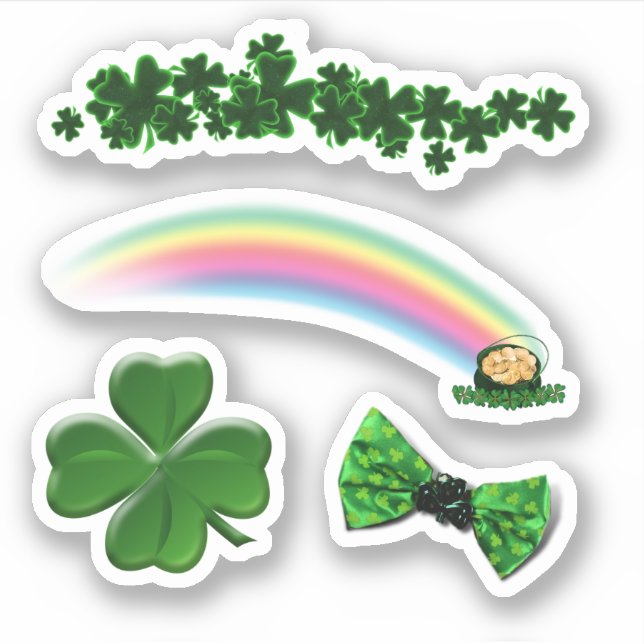 Pegatina Scrap Booking Clovers Rainbow St. Patrick's Day (Anverso)