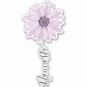 Pegatina Script Namaste Lilac Daisy Flower Stem