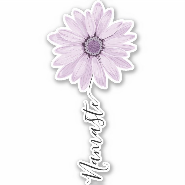Pegatina Script Namaste Lilac Daisy Flower Stem (Anverso)
