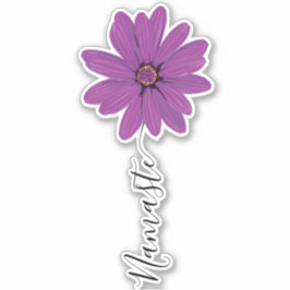Pegatina Script Namaste Stem de flores púrpura
