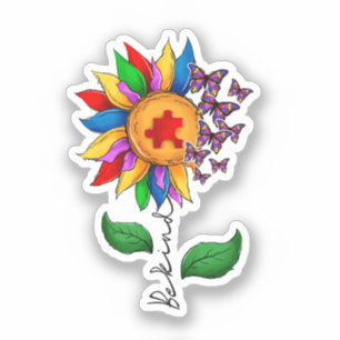 Pegatina Sé amable con el girasol - Conciencia sobre el aut