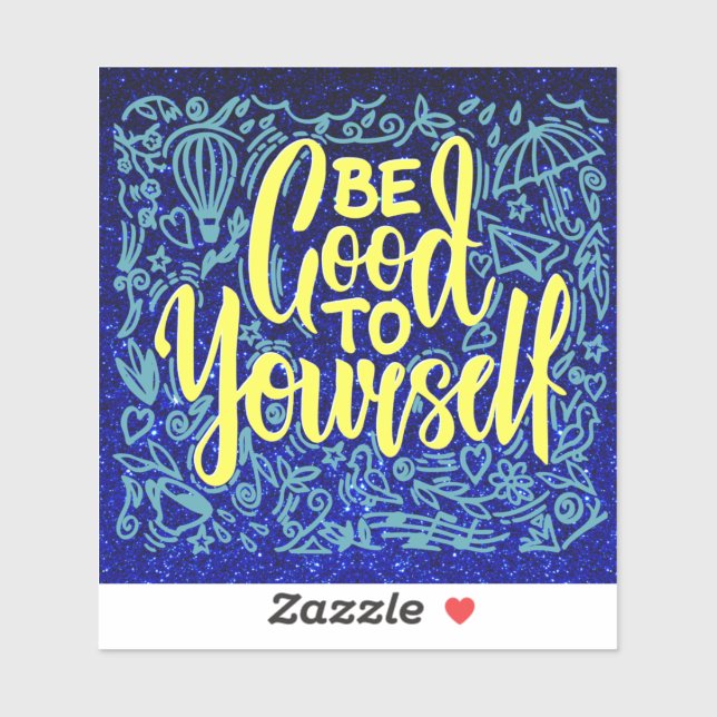 Pegatina Sé bueno para ti mismo vinilo azul motivante amari (Hoja)
