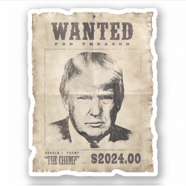 Pegatina Se busca Poster de Trump por traición (Anverso)