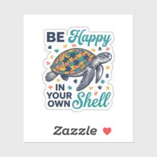 Pegatina Sé Feliz En Tu Propio Diseño De Camiseta De Tortug