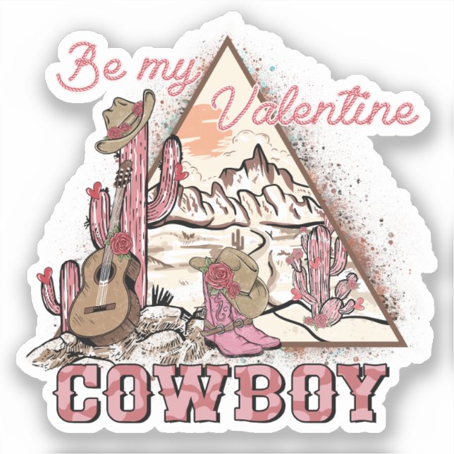 Pegatina Sé mi San Valentín - País occidental de Vaquero (Anverso)