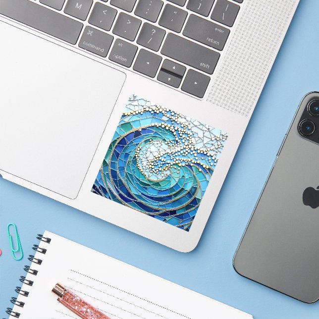 Pegatina Sea of Waves Mosaic Art (Ordenado portátil con iPhone)