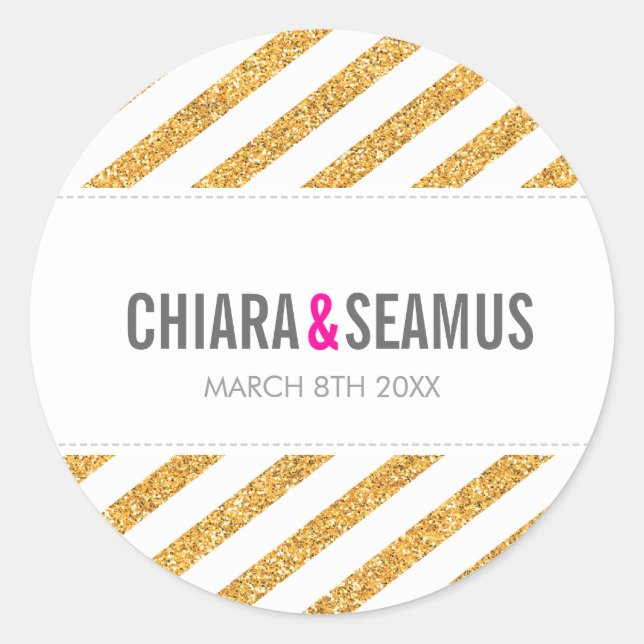 PEGATINA SEAL moderna banda purpurina de oro simpl (Anverso)