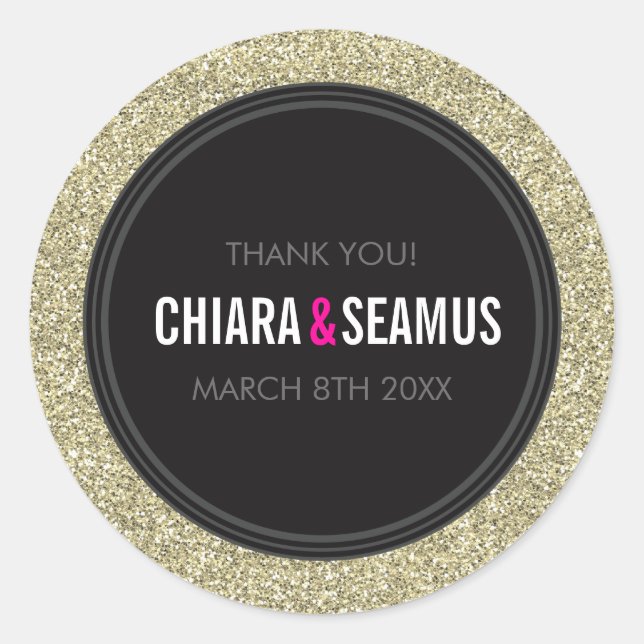 PEGATINA SEAL moderno simple purpurina de oro anti (Anverso)