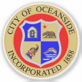 Pegatina Seal of Oceanside, California, USA