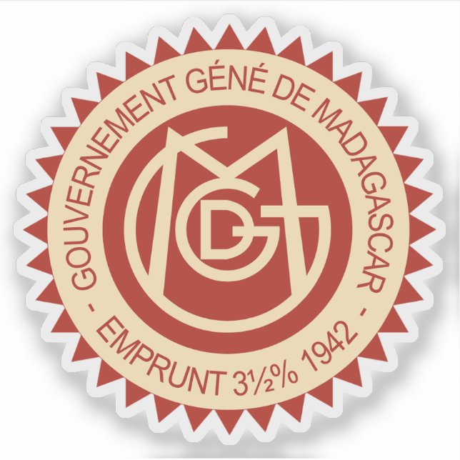 Pegatina Seal of the Government-General of Madagascar, 1942 (Anverso)