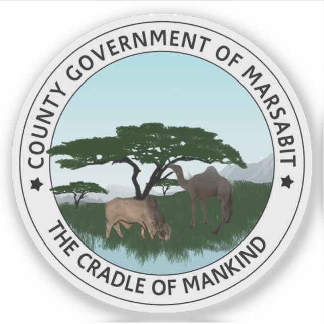Pegatina Seal of the Marsabit County, the Republic of Kenya (Anverso)