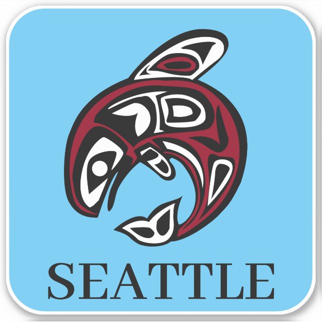 Pegatina Seattle Native American Haida Orca Killer Whale (Anverso)