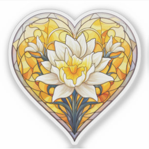 Pegatina Sed Glass Daffodils Heart