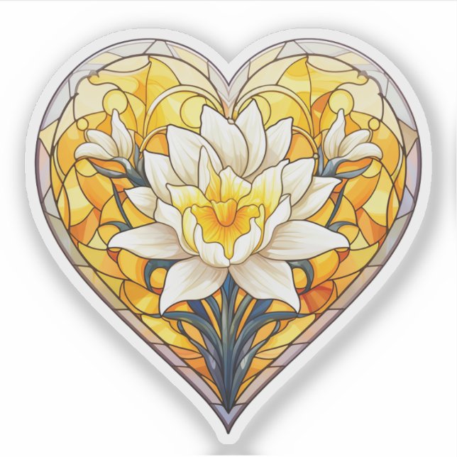 Pegatina Sed Glass Daffodils Heart (Anverso)