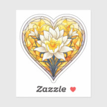 Sed Glass Daffodils Heart