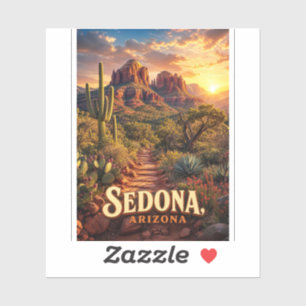 Pegatina Sedona Arizona Atardecer Roca Roja Desierto Viaje