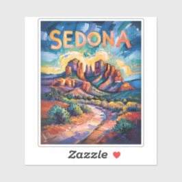 Pegatina Sedona Arizona Cathedral Rock Van Gogh Vibrant Art