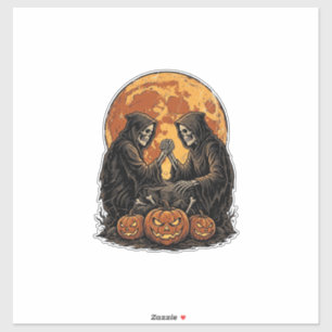 Pegatina Segadoras Vintage de Halloween Diseño Vectorial de