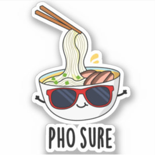 Pegatina Seguro Gracioso Pun de fideos de la sopa de Pho