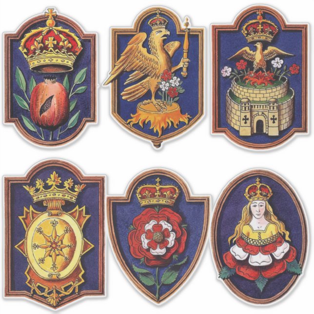 Pegatina Seis esposas Enrique VIII Real Badges (Anverso)