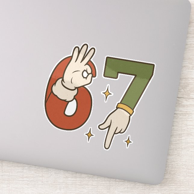 Pegatina Seis Siete 67 6 7 Navidad Santa Elfo Meme (Detalle)