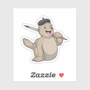 Pegatina Sellar como pintador con pincel de pintura