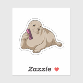 Pegatina Sello como peluquero con comb