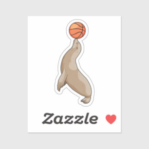 Pegatina Sello con baloncesto