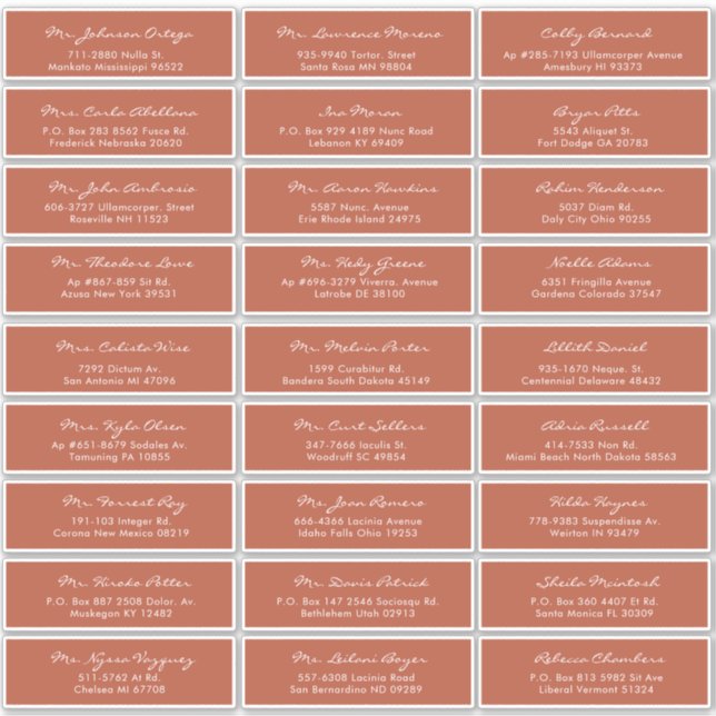 Pegatina Sello de Boda elegante caligrafía terracota (Anverso)