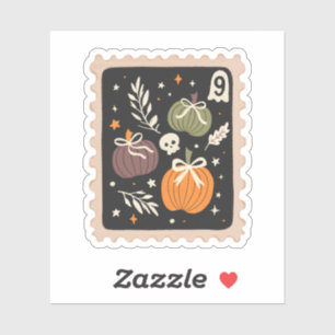 Pegatina Sello de calabazas y calaveras de Halloween vintag