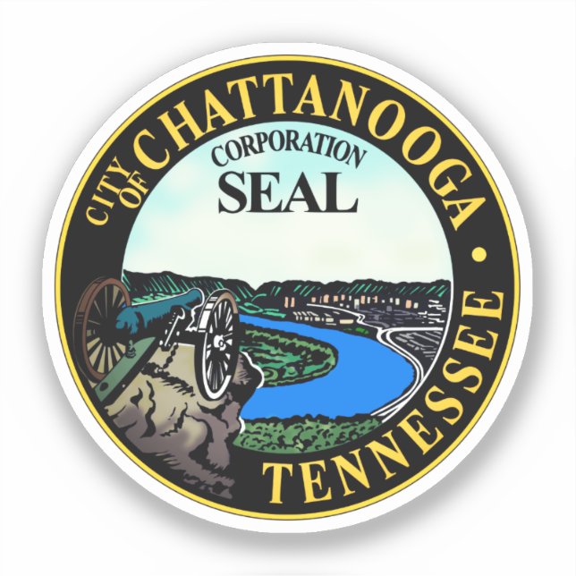 Pegatina Sello de Chattanooga, Tennessee (Anverso)
