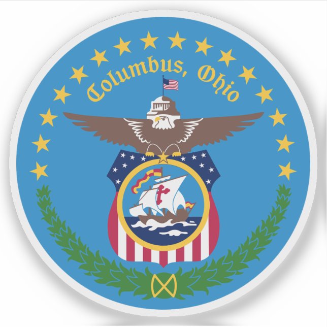 Pegatina Sello de Columbus, Ohio, EE. UU. (Anverso)