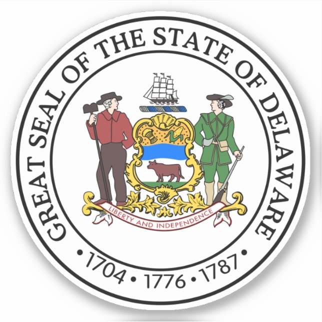 Pegatina Sello de Estado de Delaware (Anverso)