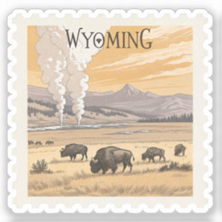 Pegatina Sello de géiser de bisonte de Yellowstone de Wyomi