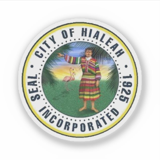 Pegatina Sello de Hialeah, Florida (Anverso)