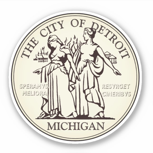 Pegatina Sello de la ciudad de Detroit (Anverso)