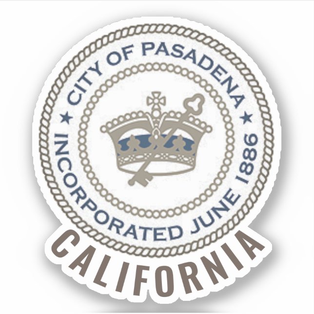 Pegatina Sello de la ciudad de Pasadena, California (Anverso)