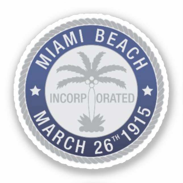 Pegatina Sello de Miami Beach, Florida (Anverso)