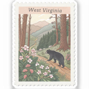 Pegatina Sello de montaña de oso negro de Virginia Occident