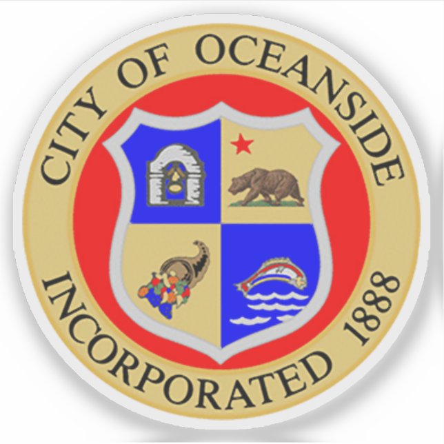 Pegatina Sello de Oceanside, California, EE. UU. (Anverso)